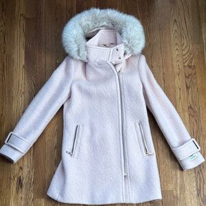 Calvin Klein Pink Women's Coat with Faux Fur Hood